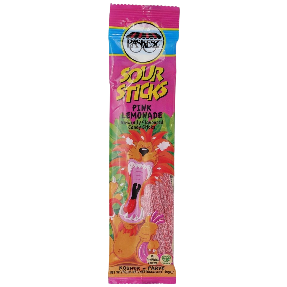 KOSHER SOUR STICKS PINK LEMONADE PASKESZ 50 GR.