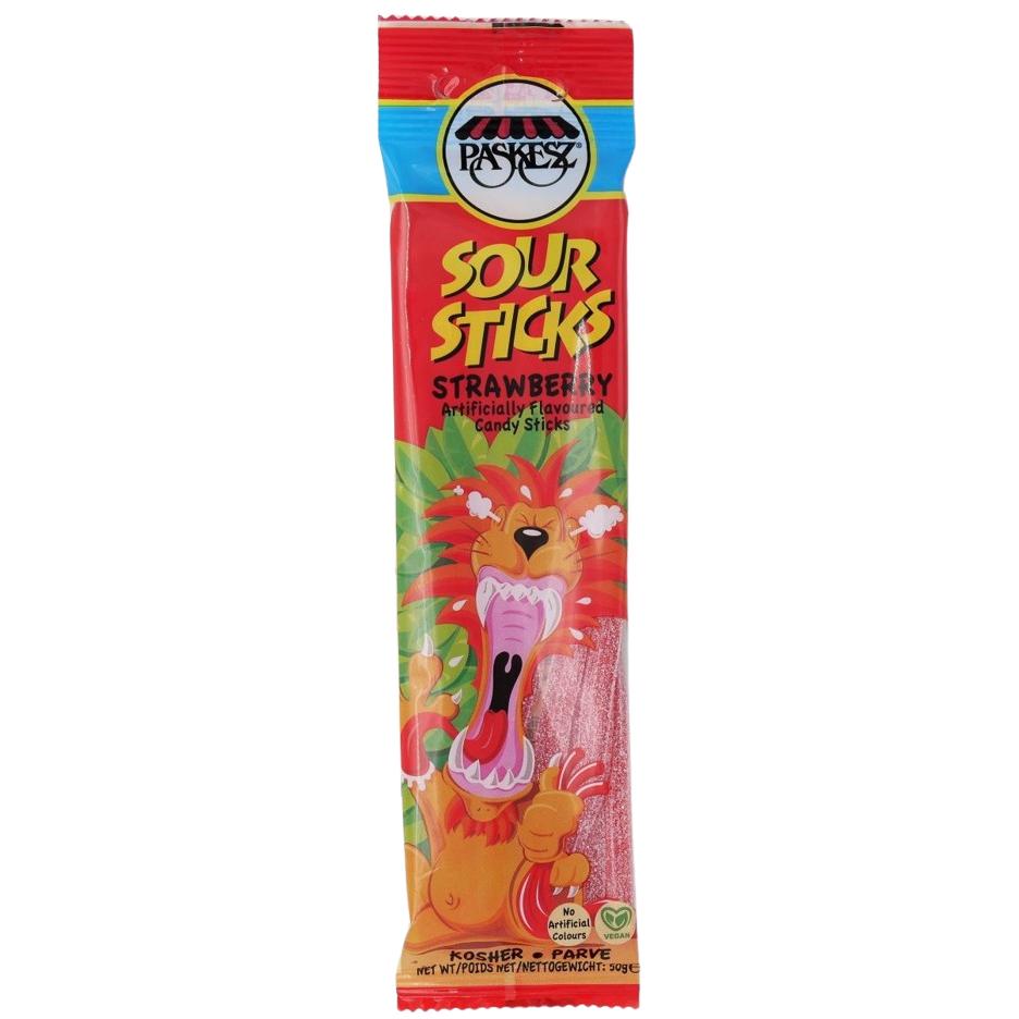 KOSHER SOUR STICKS STRAWBERRY PASKESZ 50 GR.