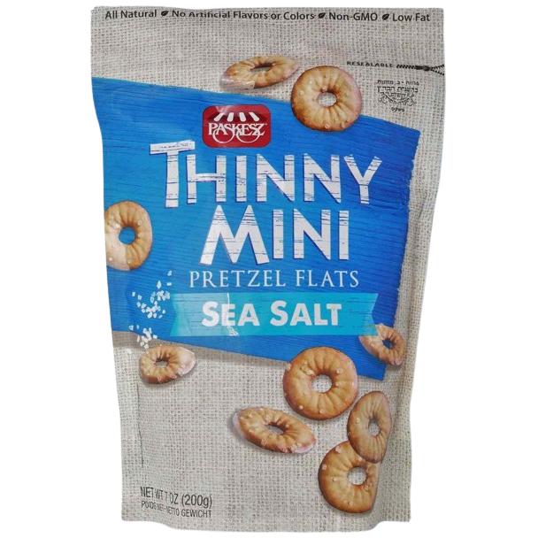 KOSHER THINNY MINI PRETZELS FLAT SEA SALT 200 GR.