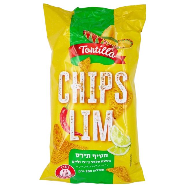 KOSHER TORTILLA CHIPS CHILI & LIME EN 200 GR.