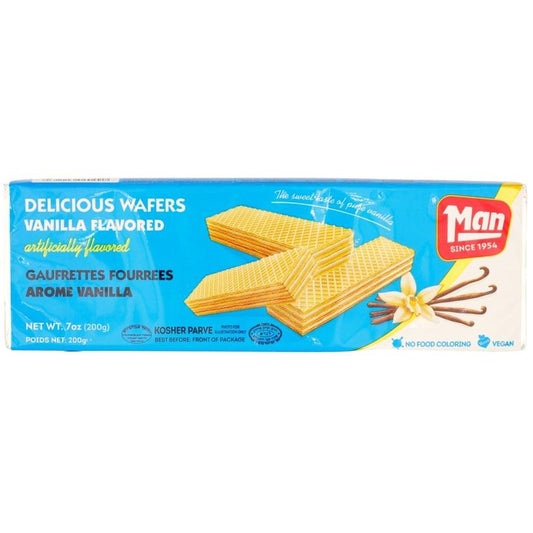 KOSHER VANILLA FLAVOURED WAFERS MAN  200 GR.