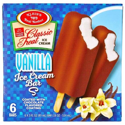 KOSHER VANILLA ICE CREAM BAR KLEINS 6 X 75 GR.