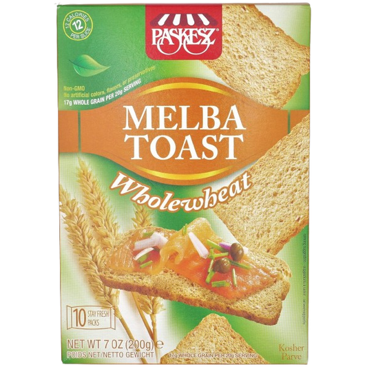 KOSHER WHOLEWHEAT MELBA TOAST PASKESZ (10X20GR.) 200 GR.