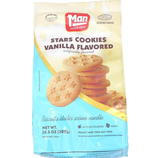 MAN KOSHER STARS COOKIES VANILLA FLAVORED 300 GR.
